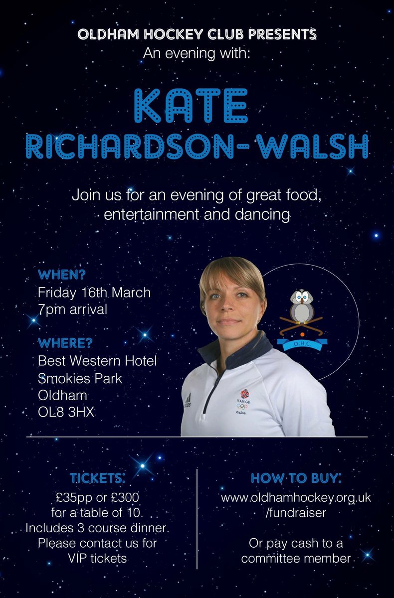 SO excited for this <a href="/OldhamHockey/">Oldham Hockey Club</a> event with @katewalsh11 - such an inspiration for any hockey player. Tickets selling fast, please let me know if you’re interested!