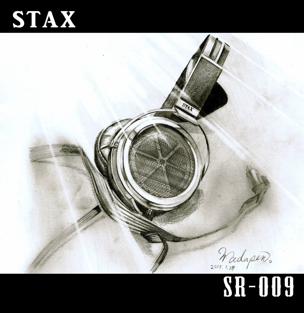 wadapenn's tweet photo. 鉛筆画の練習でSTAXさんの「SR-009」を描いてみた~♪
メッシュが大変だったけどがんばったお٩(๑´0`๑)۶
#STAX #SR009 #ヘッドホン #headphone #鉛筆画 #今日の1枚 https://t.co/guov9goxrv
