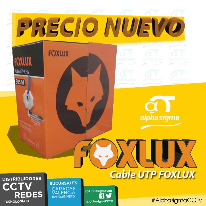 ALPHASIGMAVEN's tweet photo. Cables Cat5e de #FoxLux, consulta su nuevo precio 👉 https://t.co/mLHDpx4U1v #AlphasigmaCCTV #CCTV #Venezuela https://t.co/low69ujn3d