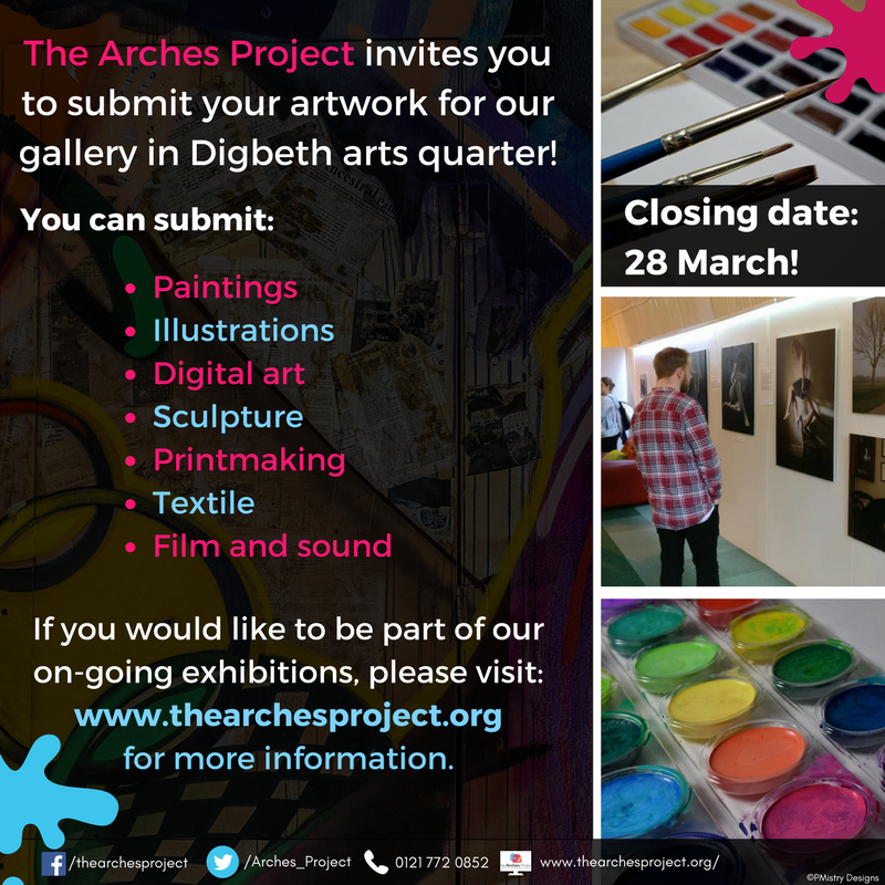 Arches_Project's tweet photo. #CallForArtists! We have exciting news about an upcoming exhibition in April, collaborating with @iSE_CIC City Drive! To sign up, please visit: https://t.co/dqUbP6fl5R… Closing date: 28th March!
#BrumHour #WMHour #SolihullHour #BrumCharityHour #Birmingham #charitytuesday https://t.co/r3Lc9l1e9t