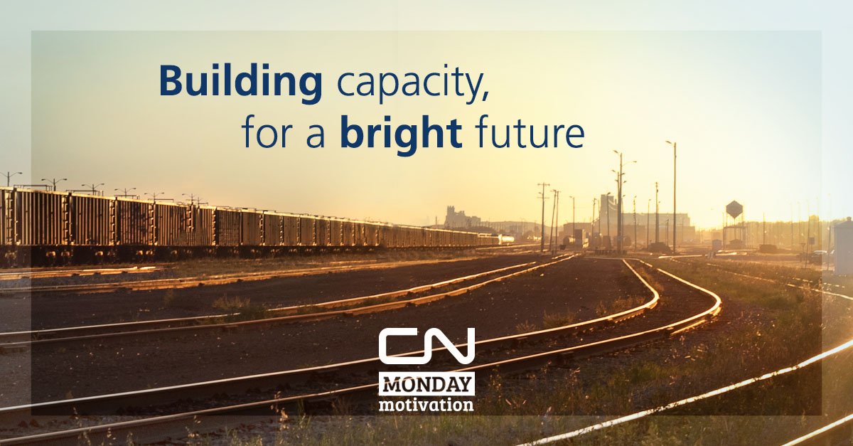 CNRailway's tweet photo. Investing everyday in expanding our capacity and elevating our service. Read more: https://t.co/W33gejGjE8
#MondayMotivation https://t.co/bKgDg8uFj8