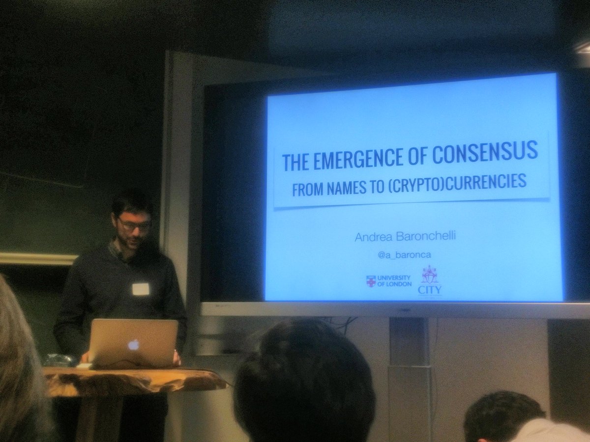 WWCS_2016's tweet image. @a_baronca provides the first invited lecture at @wwcs_2018 about the emergence of consensus