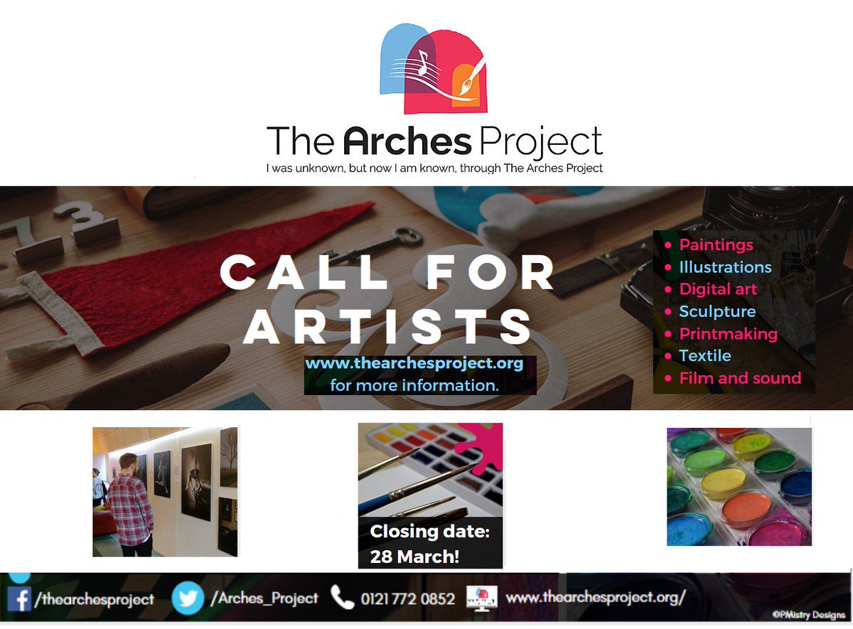 Arches_Project's tweet photo. #CallForArtists! We have exciting news about an upcoming exhibition in April, collaborating with @iSE_CIC City Drive! To sign up, please visit: https://t.co/dqUbP6fl5R… Closing date: 28th March!
#BrumHour #WMHour #SolihullHour #BrumCharityHour #Birmingham #charitytuesday https://t.co/v5dzw86BEf