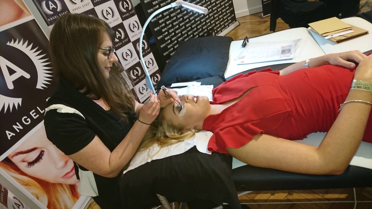 The beautiful @StephanieHill17 having her lashes done at our pop up salon at the <a href="/CiCi_PR/">CiCi_PR</a> SS18 press day last week! #missengland #missengland2017 #lashes #angeleyes