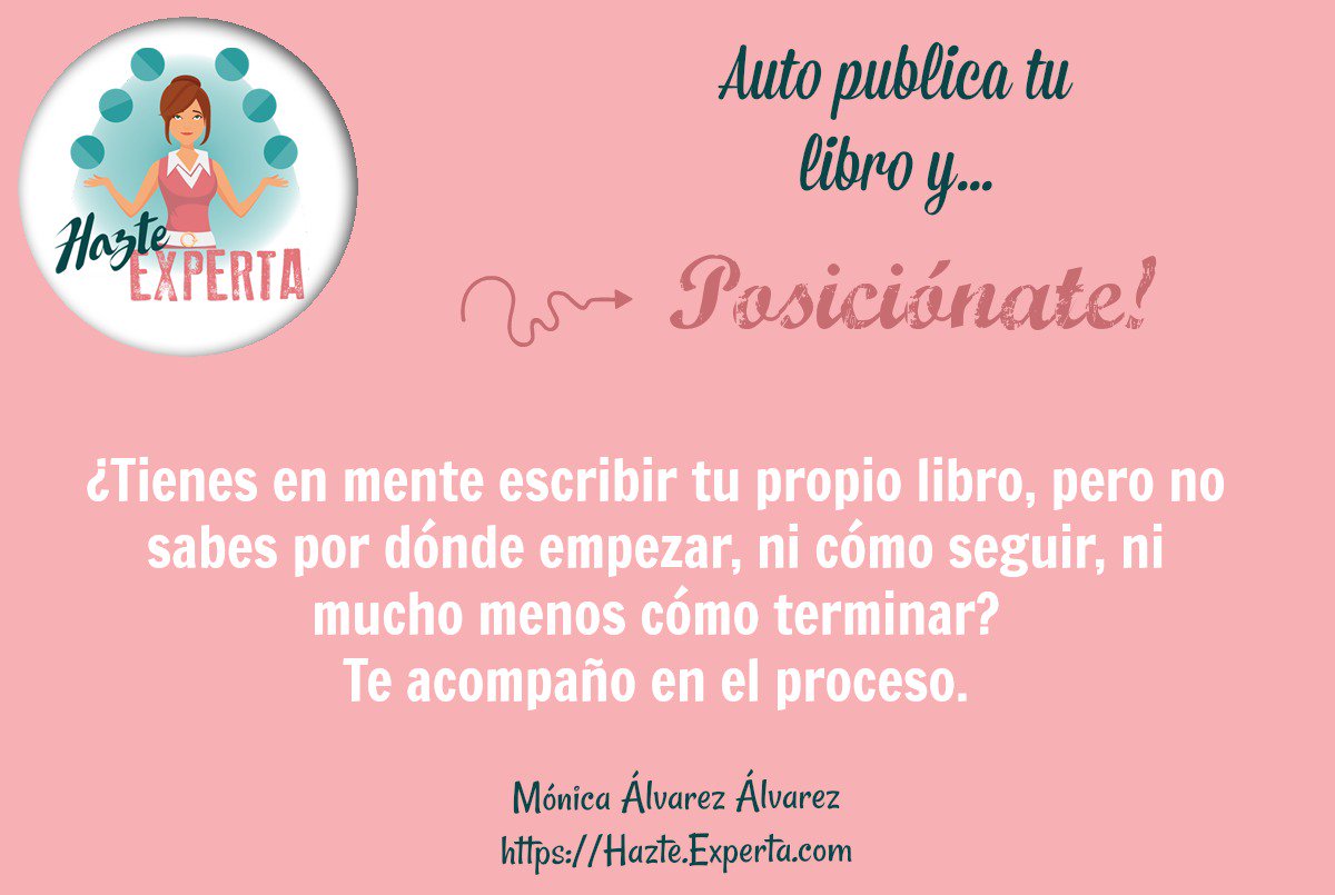 HazteExperta's tweet photo. #AUTOPUBLICATULIBROYPOSICIÓNATE
#HazteExperta #MónicaÁlvarezÁlvarez https://t.co/skNzBz7nAb