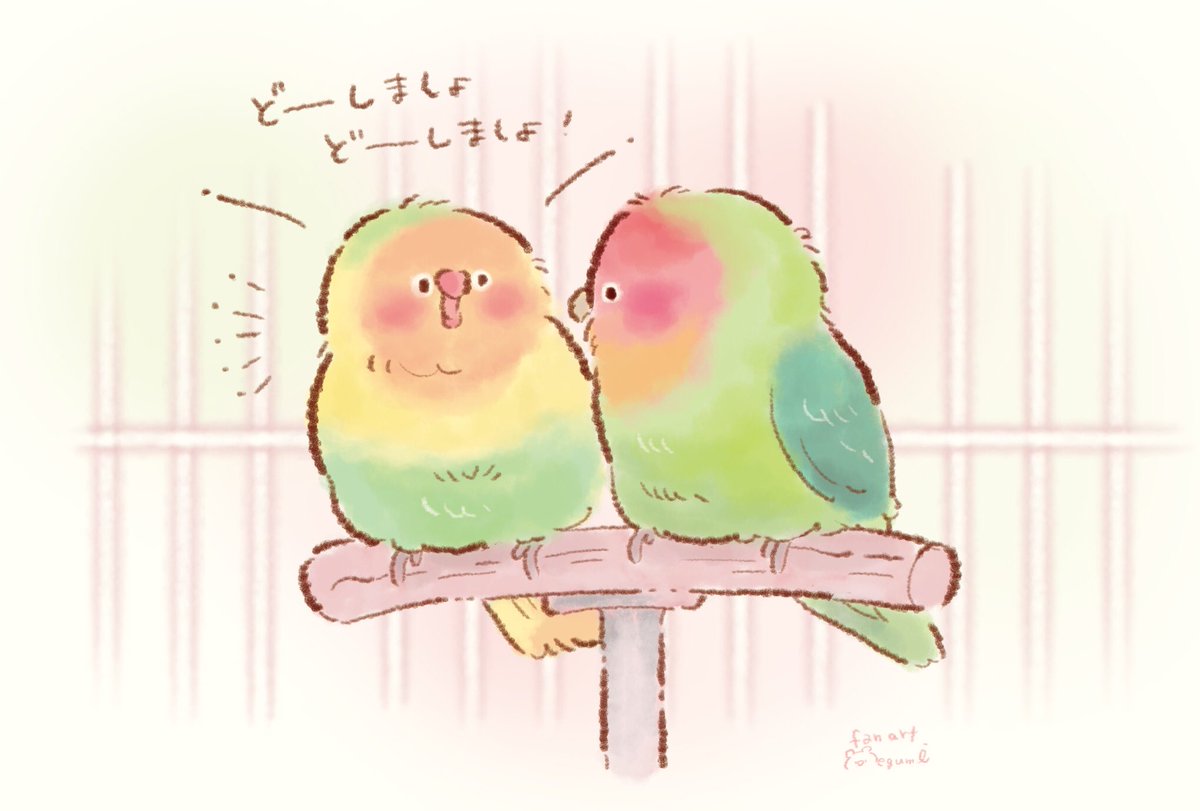 ふじもとめぐみ ホーチキさんのcmすごくかわいい ボタンインコのチーちゃんと コザクラインコ のキーちゃんというそう 公式さんの動画みつけたのでぺたり T Co Mromkjpzpm
