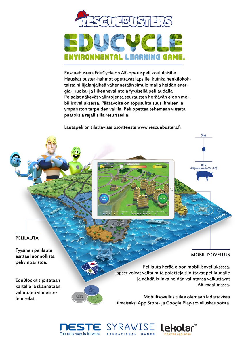 rescuebusters's tweet photo. #ilmastonmuutos on tosiasia! Nyt sen voi tehdä konkreettiseksi ainutlaatuisella #EduCycle AR oppimispelillä. Lisätyn todellisuuden 3D-maailma näyttää valintojemme seuraukset. Tilaa koululle https://t.co/AxCs3BP5xk #ympäristökasvatus #opehommia #koulu #koulutus #luonto https://t.co/DexTjaaBkm