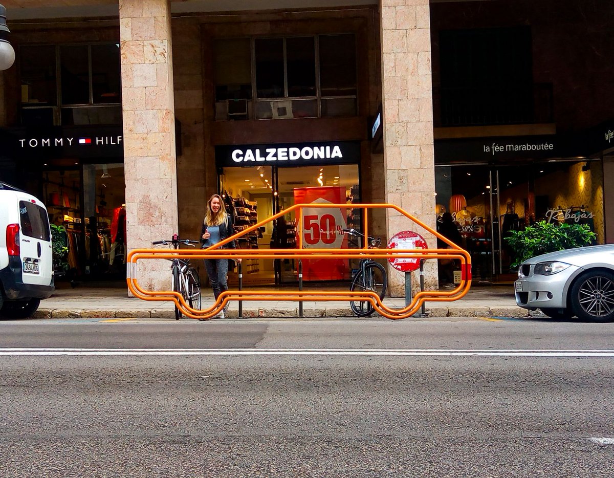 BikeCitizens's tweet photo. Bike Citizens reporter Eline spotted a very special bike rack in Palma de Mallorca 🙂 https://t.co/Dwl5mn9wES