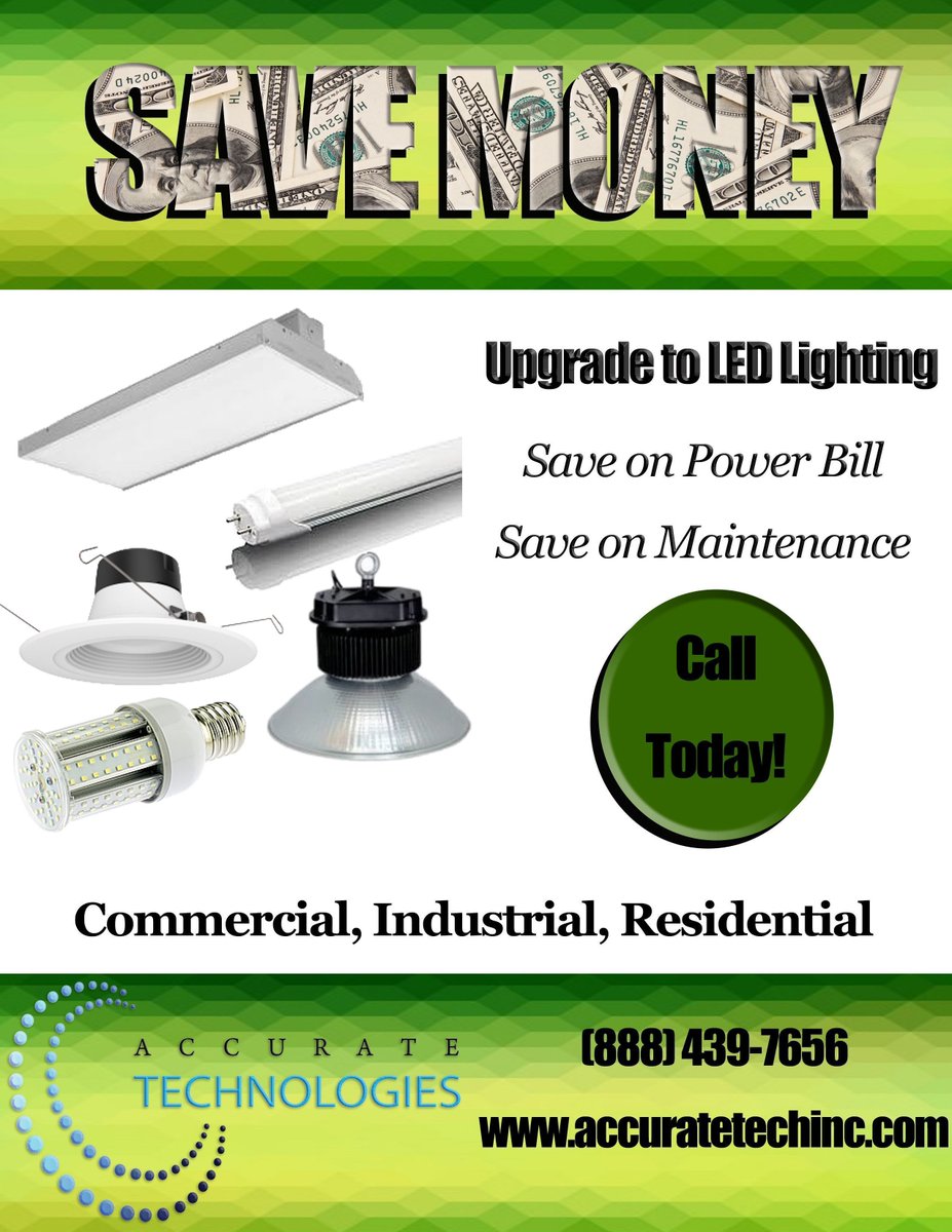 Find Out How Much You Could Save! Contact Us Today for a FREE ENERGY AUDIT. (888) 439-7656 or info@accuratetechinc.com #LEDlighting #energy