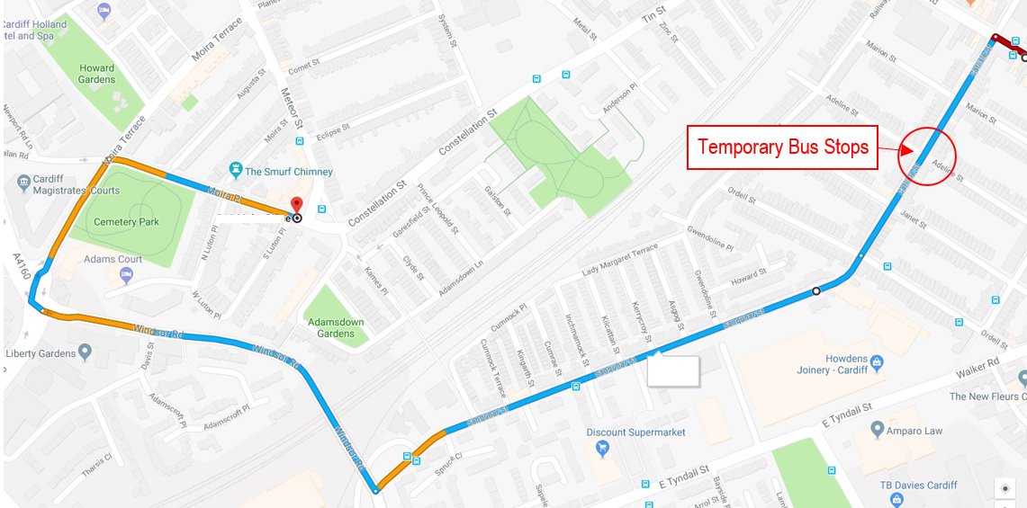 Cardiffbus's tweet photo. Due to continuing engineering works, Splott Road bridge will be closed from first bus on Sunday 4th February, for up to 3 weeks. During this time service 61 will divert via Carlisle St, Sanquhar St, Windsor Rd, Moria Place. More information here: https://t.co/YbBCTydizI #cbupdate https://t.co/Kc8FIXiKIb