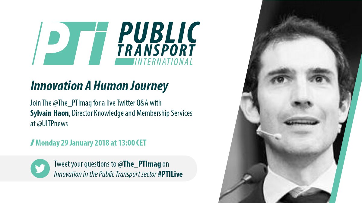 The_PTImag's tweet photo. We are now live with @SylvainHaon Director Knowledge and Membership services @UITPnews! Send your questions on #innovation in #publictransport via @The_PTImag #PTILive https://t.co/ex9OjvEwqS