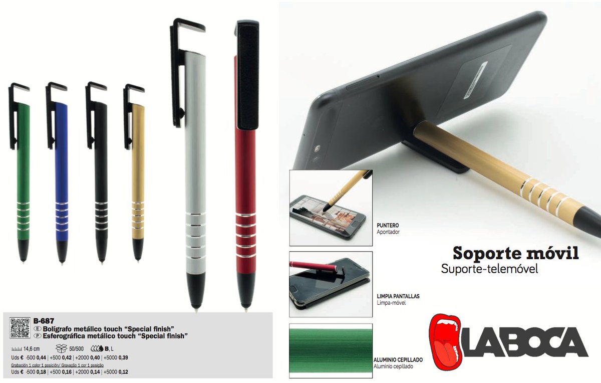 labocapubli's tweet photo. 🖊📲¿Habéis visto los bolígrafos con soporte para móvil?

¡Todo el mundo va a querer tener uno! Aprovecha y marca el nombre de tu empresa en ellos que todos lo vean. 🙌🙌🙌 https://t.co/ZDivTiAkh9