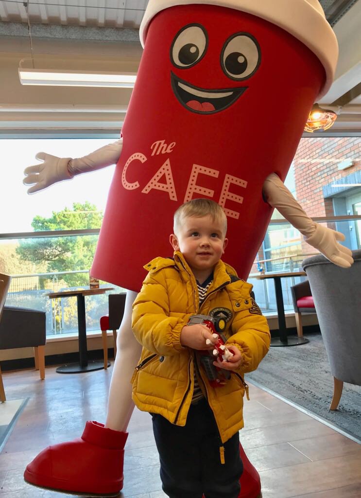 TescoCafe's tweet photo. The Holyhead @Tesco Café has officially reopened! Be one of the first to try our freshly ground coffee and grab a selfie with our cup mascot ☕️📸 https://t.co/AGiwjcGKM6