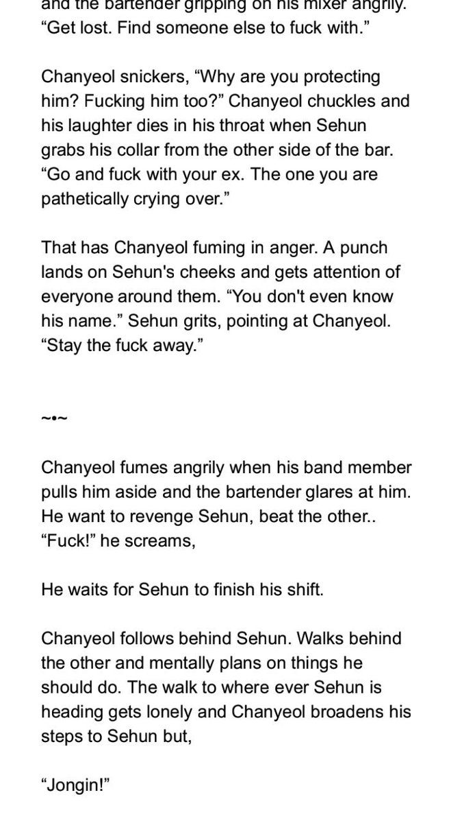 jongin_hunnie's tweet photo. Chorus (final chapter) 

- ⚠ trigger warning, be warned
- there will be two parts
- must read VERSE 1 &amp; VERSE 2

- #sekai #chankai #sejong #chanjong #sehun #jongin #chanyeol https://t.co/27Os2hnVa7
