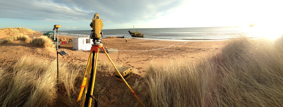 advantagegeo's tweet photo. All systems go up in Aberdeen, weather window good, sea state calm #greenongo #beachlife #surveying #topcon https://t.co/GU3iHuFJIT