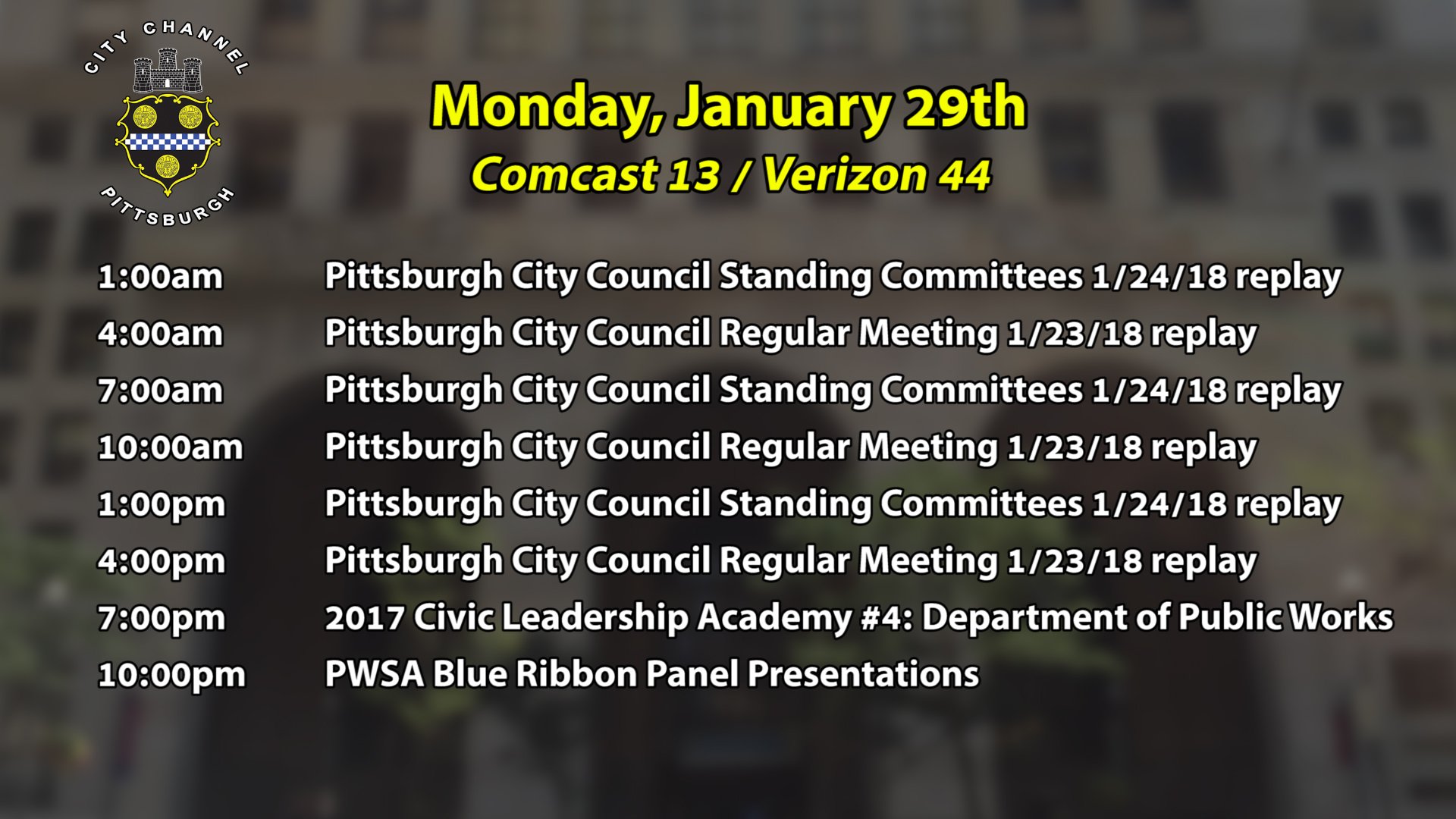City Channel Pittsburgh 13/Verizon 44) on Twitter "Today's