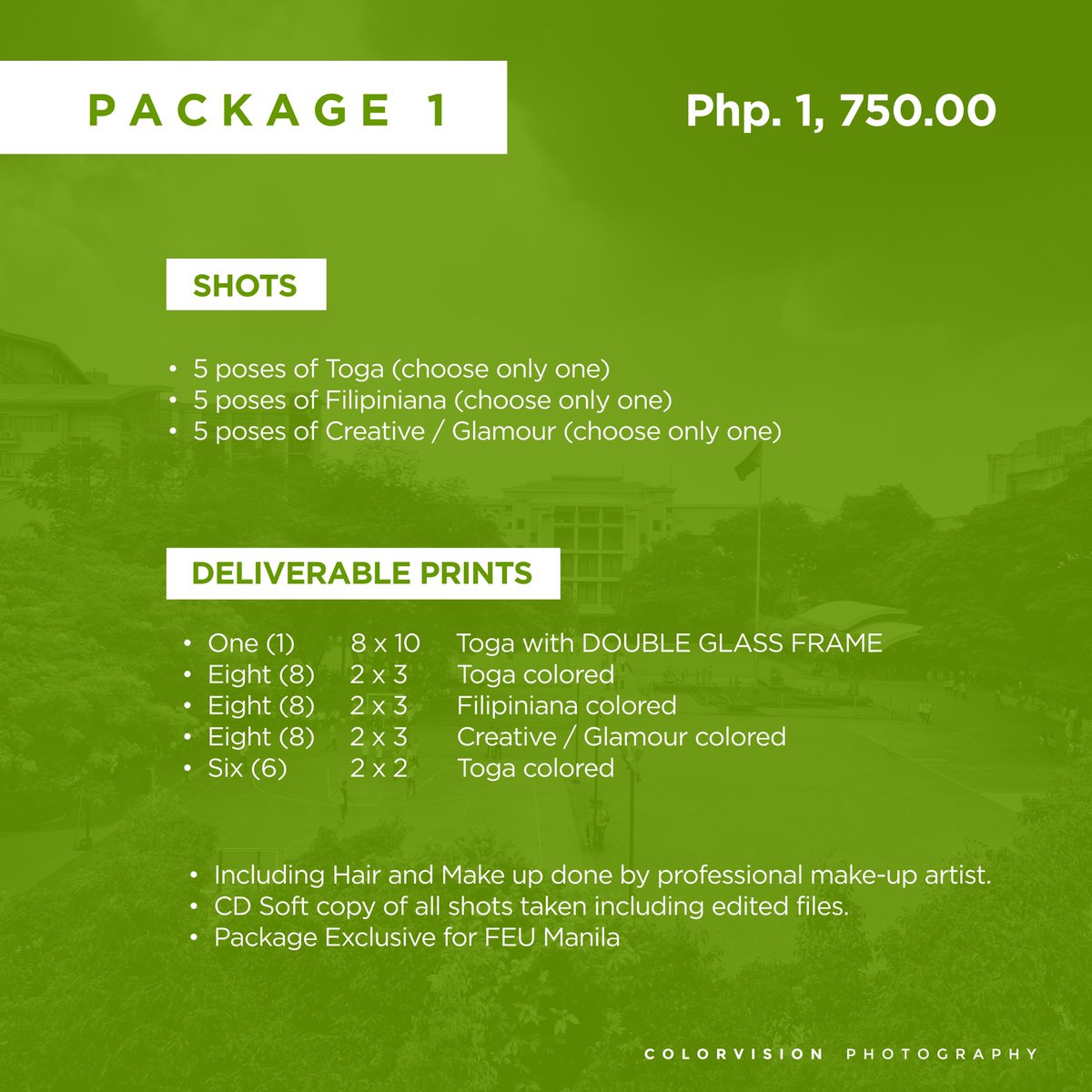 FEU_CSO's tweet photo. Here are the packages that you can choose from. *Exclusive for FEU Manila

#ExperienceGlamour #CVPhotography https://t.co/qY3CESqSSE