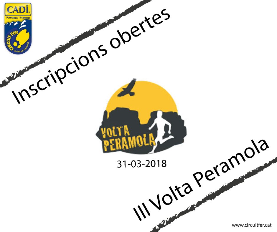CircuitFer's tweet photo. ::: INSCRIPCIONS OBERTES III Volta Peramola :::
https://t.co/lvVX6ilwCk
https://t.co/KGTM7MTs0X https://t.co/ZzS03JbZd5