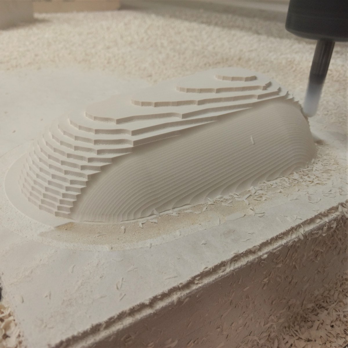 Swordfish_Works's tweet photo. What's it going to be? A bit of #3D #modelboard action on the #cnc machine this morning. We are making a #bespoke #pattern #mould for #vacuumforming - remember your #draftangles 👌
#wip #workinprogress #machineshop #chemiwood #mondayfunday #custom #cuttingservice #london #AtoZ https://t.co/024IVB9Cvb