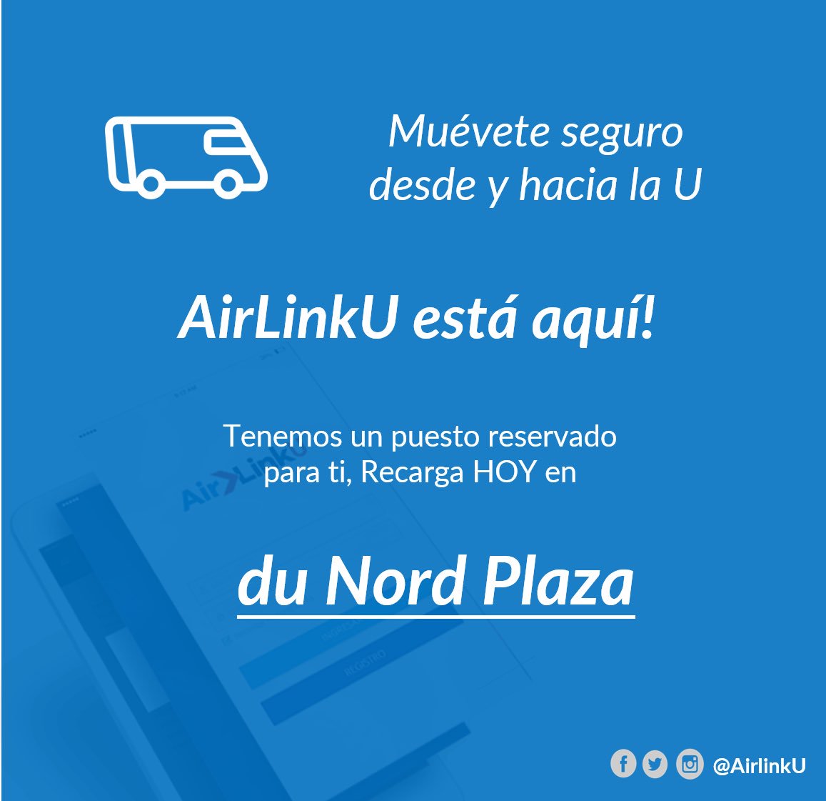 AirlinkU's tweet photo. Llegó @AirlinkU recarga desde ya en @DuNord_UN para que vivas la más innovadora experiencia de transporte universitario #seguro #comodo y siempre #conectado 🎊🚐👏🏼📲 https://t.co/pwYNuqIrki