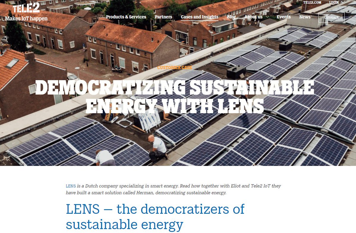 LENS: the democratizers of sustainable energy! Mooi stukje over onze samenwerking met Tele2: tele2iot.com/case/lens/ #iot #duurzaamheid #monitoring
