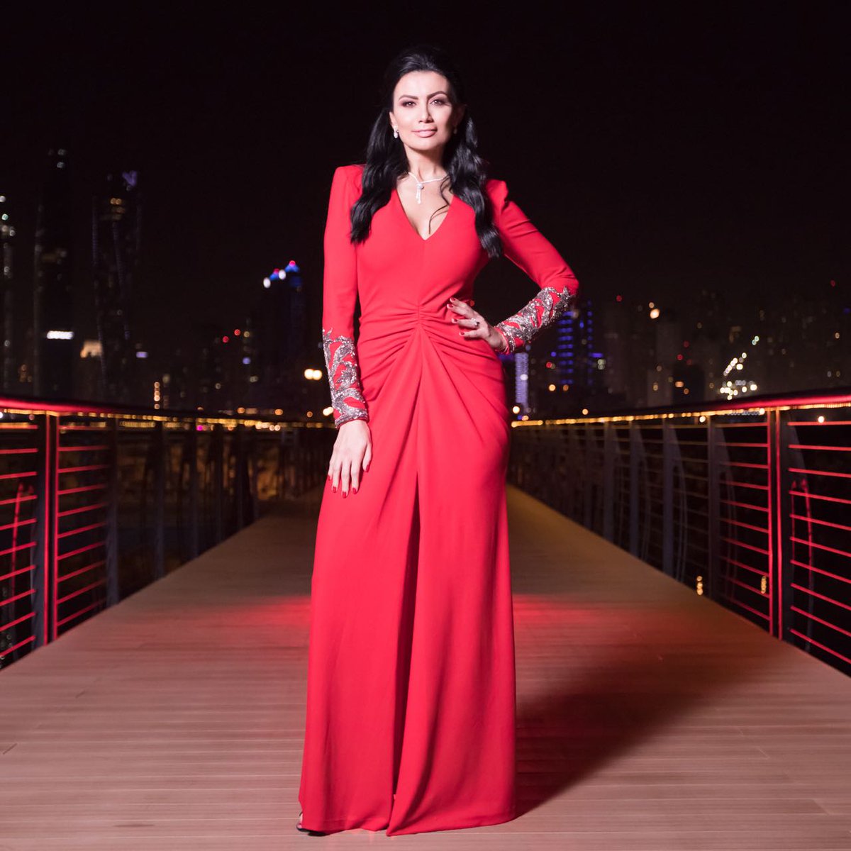 SWONEFashion's tweet photo. Our beauty queen Mrs. Sawsan Waleed at SW ONE Fashion's Cocktail Party wearing @McQueen https://t.co/tFVmoL1alI