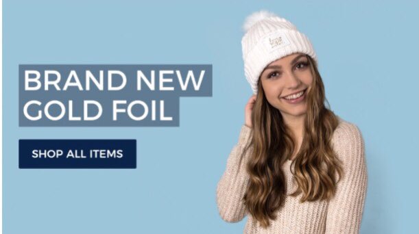 ACLYMCrew's tweet photo. Don’t forget to check us out today with our gold foil beanie release at 11 am!!! https://t.co/9ciacC6v0F