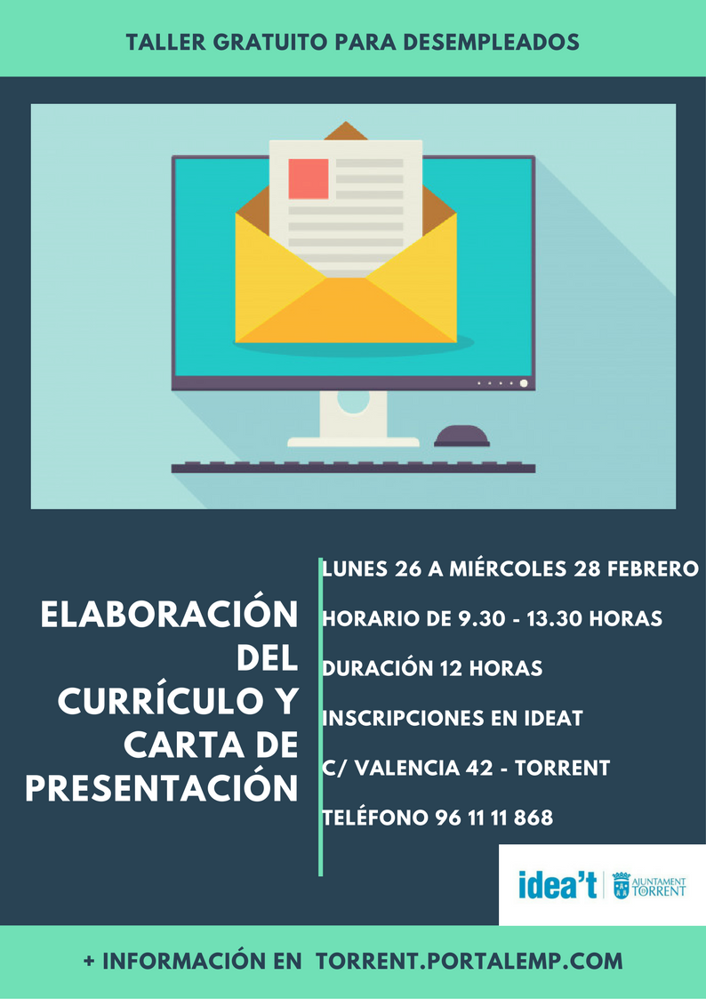 Coneixes l'agenda de #formació i cursos de #IDEAT Ajuntament de Torrent al febrer 2018
Si aquestes interessat/a a assistir realitza la teua inscripció en IDEAT carrer València, 42 o flama al telèfon 96 11 11 868
Més informació en la nostra web torrent.portalemp.com
