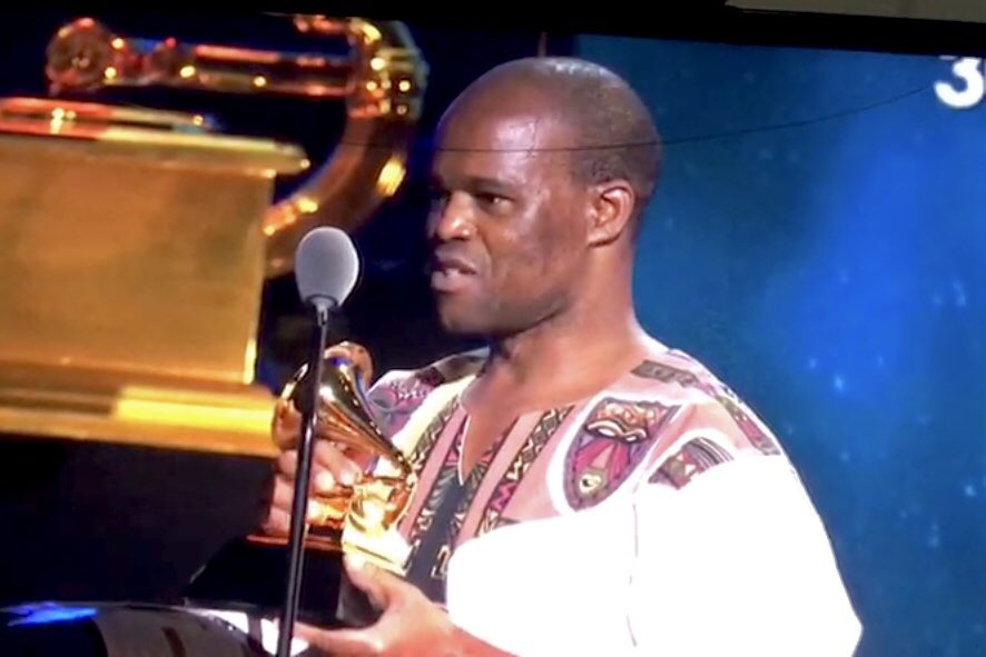 sherwiebp's tweet photo. Msizi Shabalala accepting the Grammy on behalf of @therealmambazo last night- interview on #sabcnews coming  later tonight #sabcnews https://t.co/Ubu60OUEqM