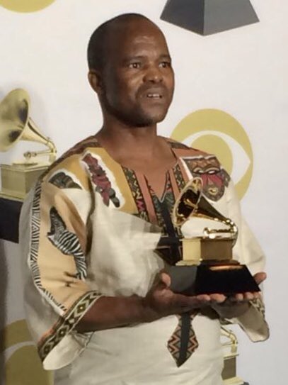 sherwiebp's tweet photo. Msizi Shabalala accepting the Grammy on behalf of @therealmambazo last night- interview on #sabcnews coming  later tonight #sabcnews https://t.co/Ubu60OUEqM