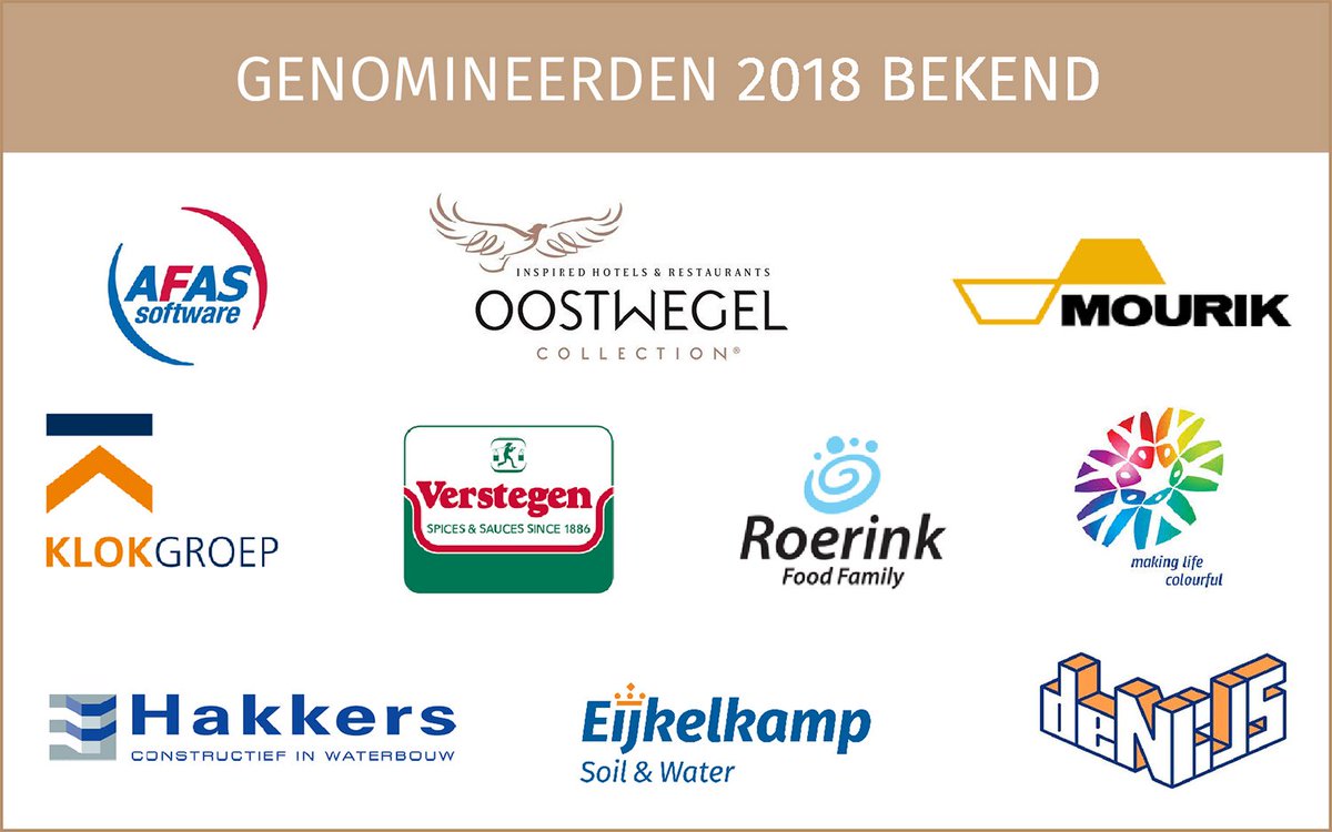 Vorige week werden we met open armen ontvangen. De 10 genomineerde #familiebedrijven voor de #FBA2018 zijn nu bekend: <a href="/AFAS/">AFAS Software</a>, <a href="/KlokGroep/">KlokGroep</a>, #Hakkers, <a href="/OostCollection/">Oostwegel Collection</a>, #Verstegen, <a href="/RoyalEijkelkamp/">Royal Eijkelkamp</a> #RoerinkFoodFamily, @MourikHolding, #DutchFlowerGroup en #DeNijs! #gefeliciteerd