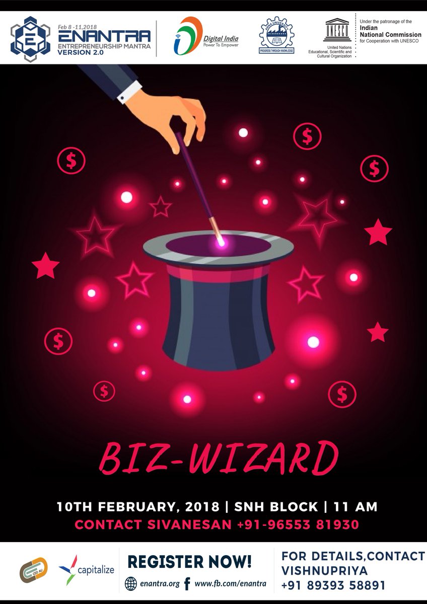 enantra's tweet photo. Abracadabra! Your chance to use a magic spell to win some exciting cash prizes is here! Become a part of BIZ-WIZARD and let the spell unfold.
#BackInBusiness https://t.co/M2LlaVDeIg