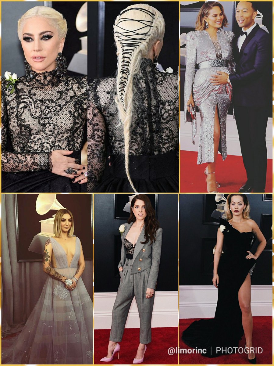ByLimor's tweet photo. Can we please discuss Chrissy's  gorgeous glow, Gaga's hair &amp; makeup, and Rita's dress! 😍😍😍
#GRAMMYs
@chrissyteigen @ladygaga @RitaOra @AnnaKendrick47 #JuliaMichaels https://t.co/iVBwVfq9GW