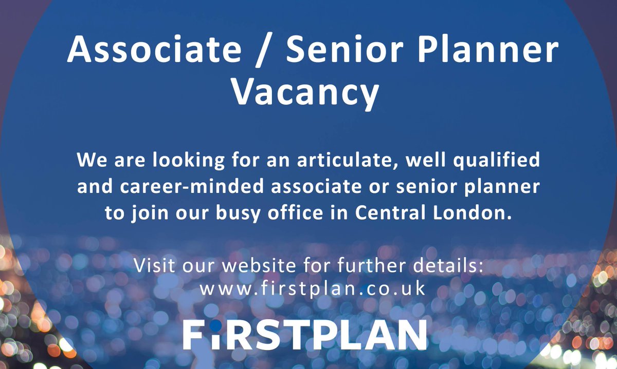 FirstplanLtd's tweet photo. Apply here: https://t.co/1UGnqmvDkI #planningjobs #associateplanner #seniorplanner #recruitment #LondonBridge https://t.co/TJno1n81Ad