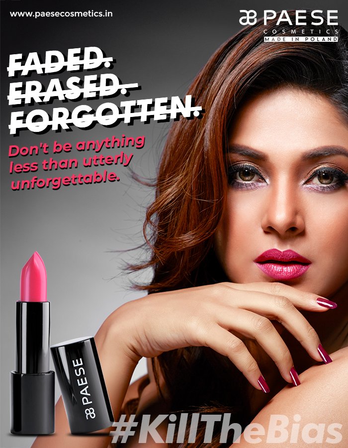 PaeseIndia's tweet photo. Nothing can hinder the bold spirit in you. Walk out proudly and #KillTheBias with the Sexapil lipstick available only at https://t.co/zRHDupn0Oe!

#PaeseCosmeticsIndia #Makeup #Cosmetics #Beauty #PaeseCosmetics #Lipstick #Lips #JenniferWinget https://t.co/8pQzT6x2LA