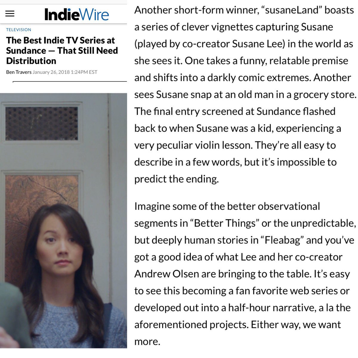 susaneLand_'s tweet photo. Thank you @indiewire!!! ❤️We’d love to create moreeeee!!! #halfhour #dreambig #susaneLand https://t.co/lFV9sGFdEe