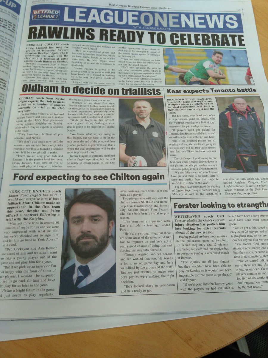 ProstRL's tweet photo. This week's League One headlines in #LeagueExpress. https://t.co/fYGJ5P9LtJ