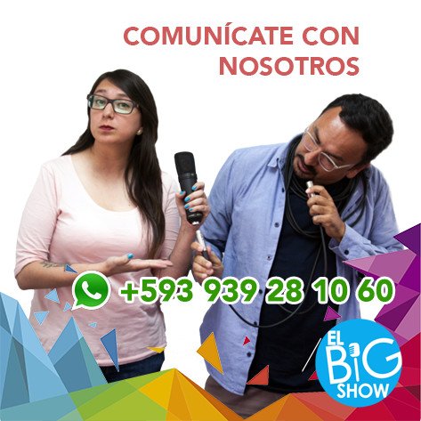 Empieza una nueva semana y con ella la nueva temporada del Big Show, nos gustaría saber de ti, escríbenos +593 939 28 10 60 😘 Feliz lunes amigos!