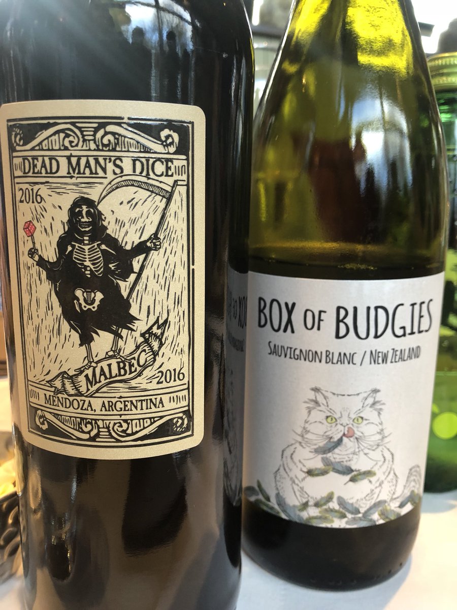 Brilliant wine from <a href="/CrownCellarsUK/">CrownCellarsUK</a>, with today’s meal we have Dead Man’s Dice Malbec and Box of Budgies Sauvignon Blanc. #Top50Gastropubs