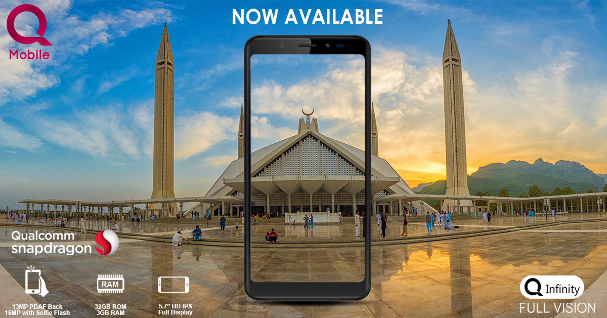 QMobileDigital's tweet photo. Surprise your sight with the powerful and stunning 5.7" IPS display that is sure to turn heads wherever you go. Buy now for only Rs. 16,999: https://t.co/eirki5Dfr6
#QInfinity #QMobile https://t.co/Lpry1qoFGt