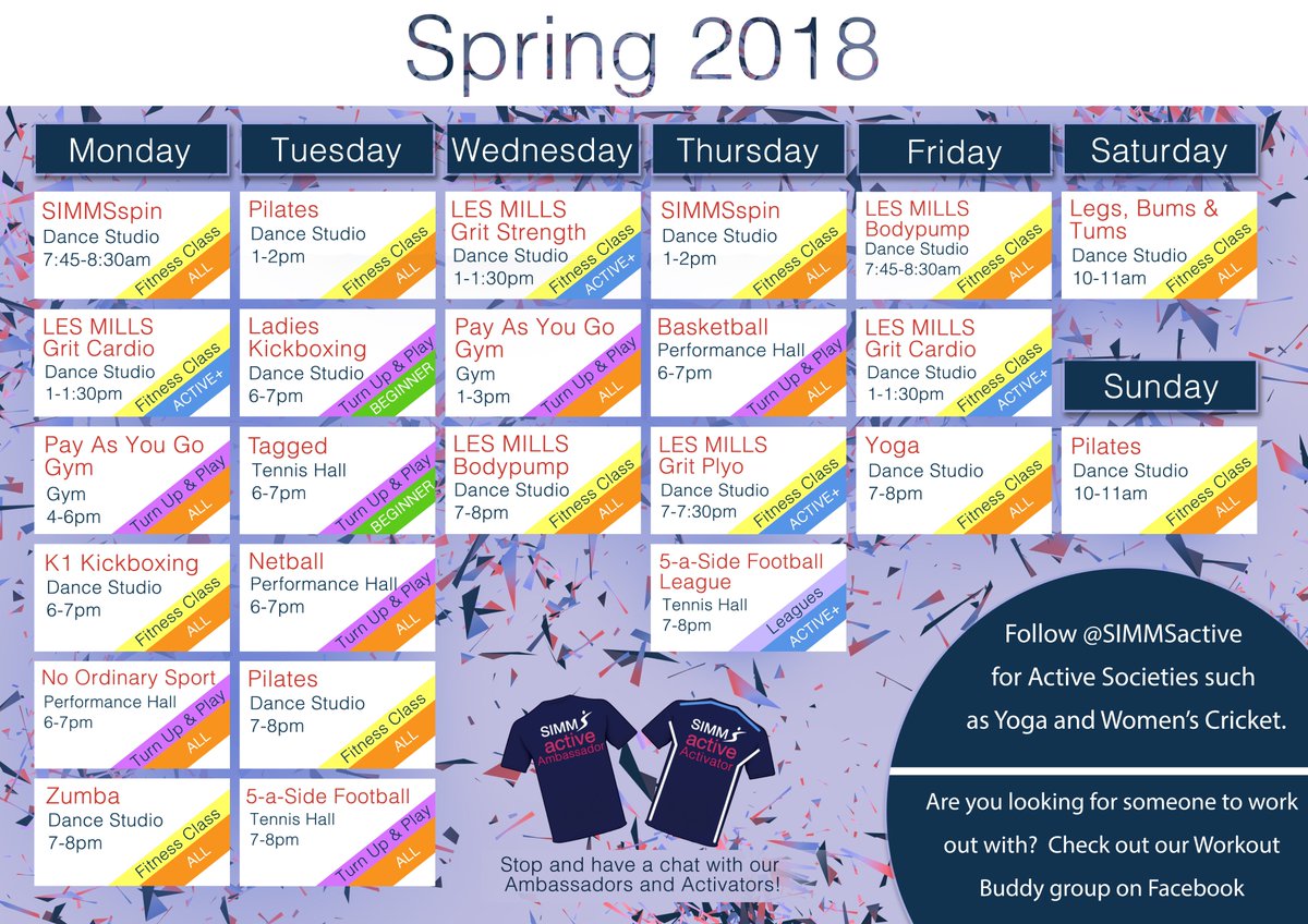 SIMMSactive starts again tonight with our new Spring 2018 Timetable! This whole week is free so come along and have a go! <a href="/SIMMStory/">tory simms</a>
