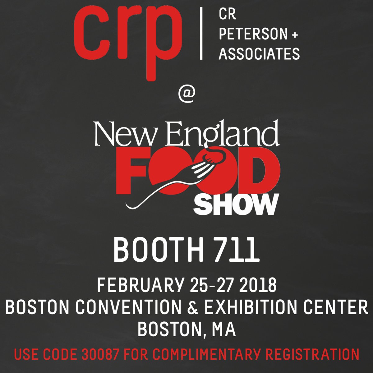 CRPFoodservice's tweet photo. Come see us at the @nefoodshow this February! Register on the #newenglandfoodshow website and use code 30087 for a complimentary badge! https://t.co/Qo5tFR0uPC https://t.co/9ePdt0AfFb