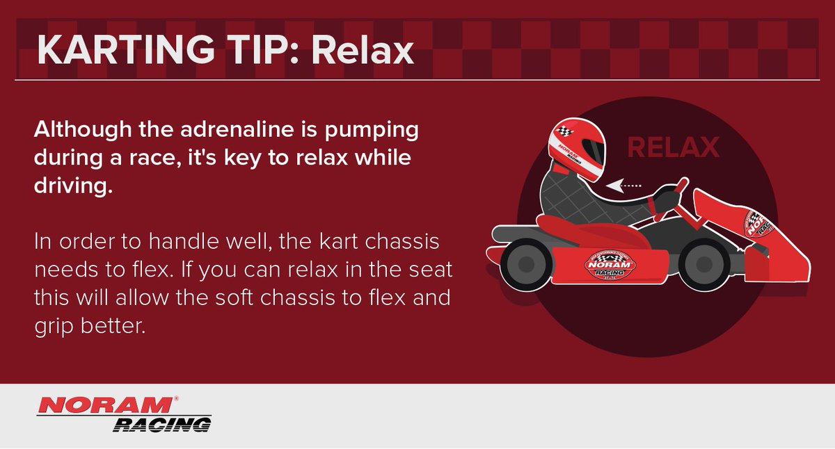 noram_clutch's tweet photo. Relax. It can be hard not to tense up during a race, but keeping relaxed allows the chassis to move more, keeping the wheels on the ground. #kartingtips https://t.co/LJ5eRw7ha8