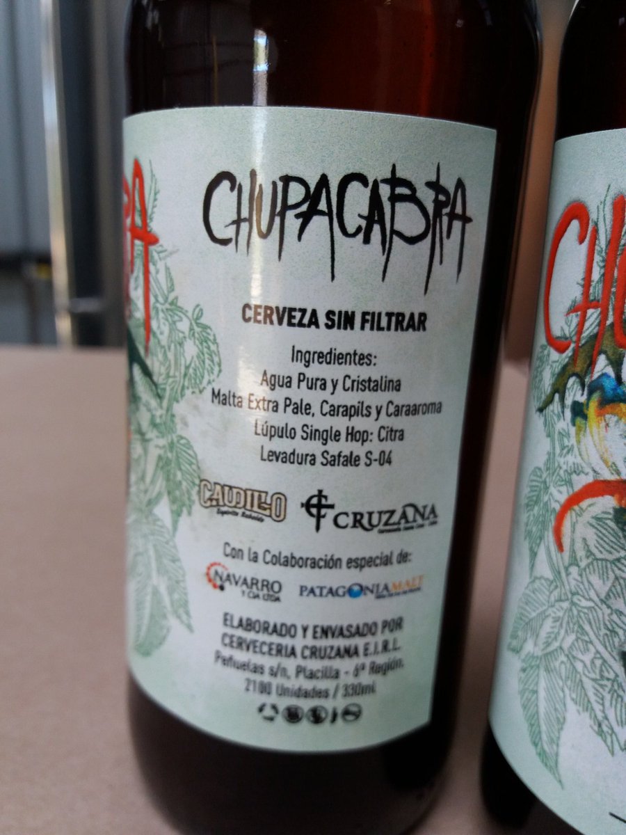 cervezacruzana's tweet image. Oye @cervezacaudillo ;llegó a la fábrica la Etiquetas de la colaborativa Chupacabra doble IPA y acá no perdemos el tiempo !! En colaboración con @PatagoniaMalt y Navarro y cía ltda.