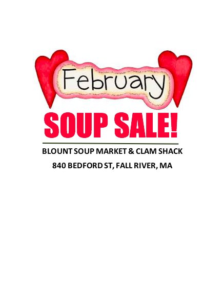 fallrivershack's tweet image. Soup Sale on Saturday, February 10th, 2018. It will be held outside in the parking lot of our Fall River location, from 9am-1pm or until supplies last. 
*$5 or $10 per case
*Cash/credit/debit accepted
*840 Bedford St, Fall River, MA
#blountsoupsale