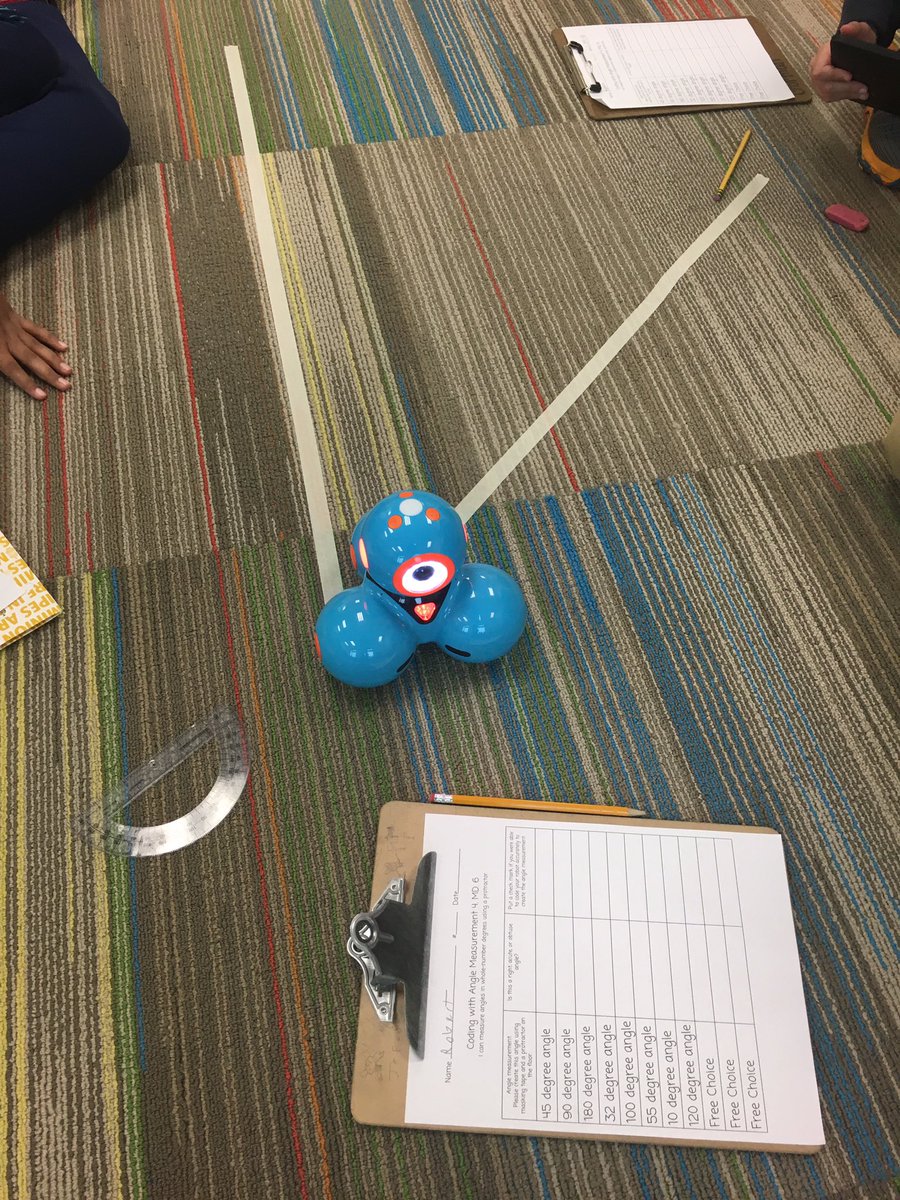ms_lgorman's tweet image. We had so much fun coding angles using a protractor and Dash today! Math is the best!! 🎉 #kidscode #codingisawesome @WonderWorkshop @WhiteOakElem
