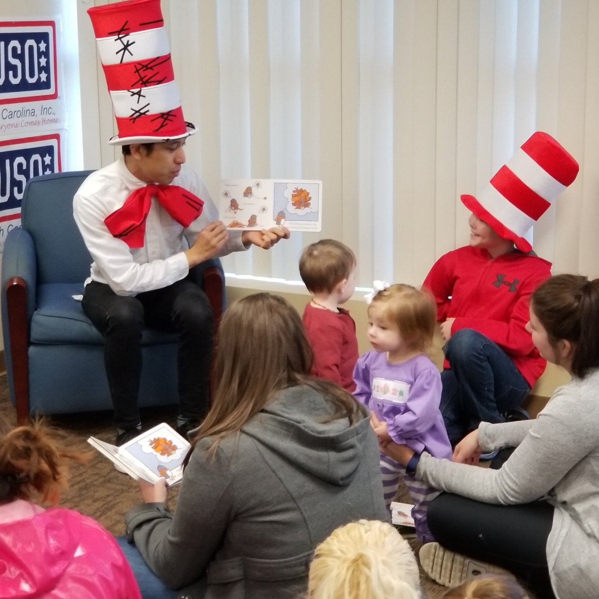 Support for #militaryfamilies is a critical component of military readiness.
That's why our Sandhills &amp; Coastal teams bring families together with our monthly Story Time program. Learn more or support the program at uso-nc.org.