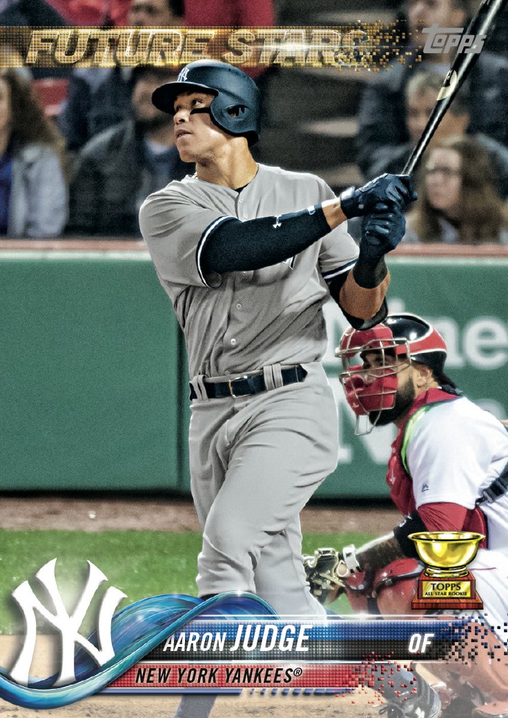 Topps's tweet photo. Did you see the news on @MLBNetwork? @TheJudge44 was voted as Card No. 1 for 2018 Topps Baseball!  https://t.co/fZOmnR36MY https://t.co/Vjm827Zi2h