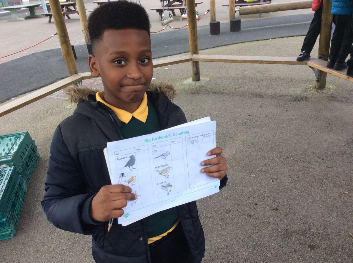 KendMorpurgo's tweet photo. Year 4 looking at birds in the playground for the Big Garden Birdwatch! Lots of excitement, we even saw a couple of magpies - joy to us! @Natures_Voice https://t.co/zRYe7oJ6PF