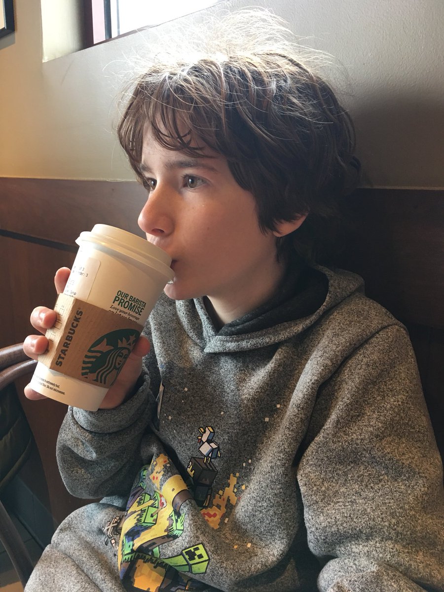 EeTaow's tweet photo. Samuels’s first coffee. Decaf dairy free caramel latte at #starbucks with Oma. Sorry Daddy you missed the first cup😘 https://t.co/dVmRiwf84J